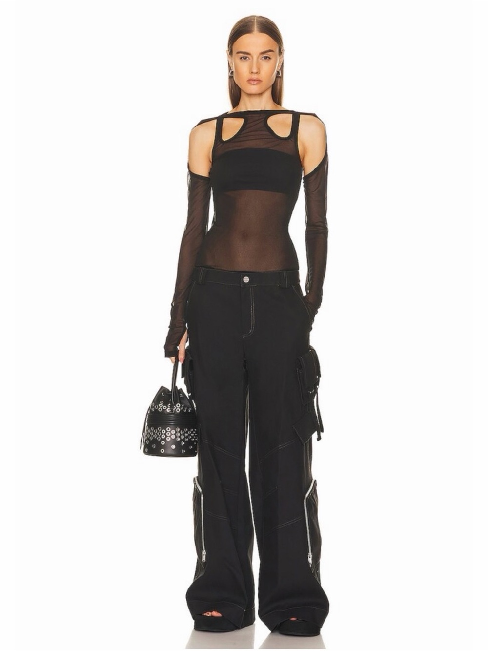 Dion Lee Black Wide-Leg Cargo Trousers, size XS - Picture 6 of 6